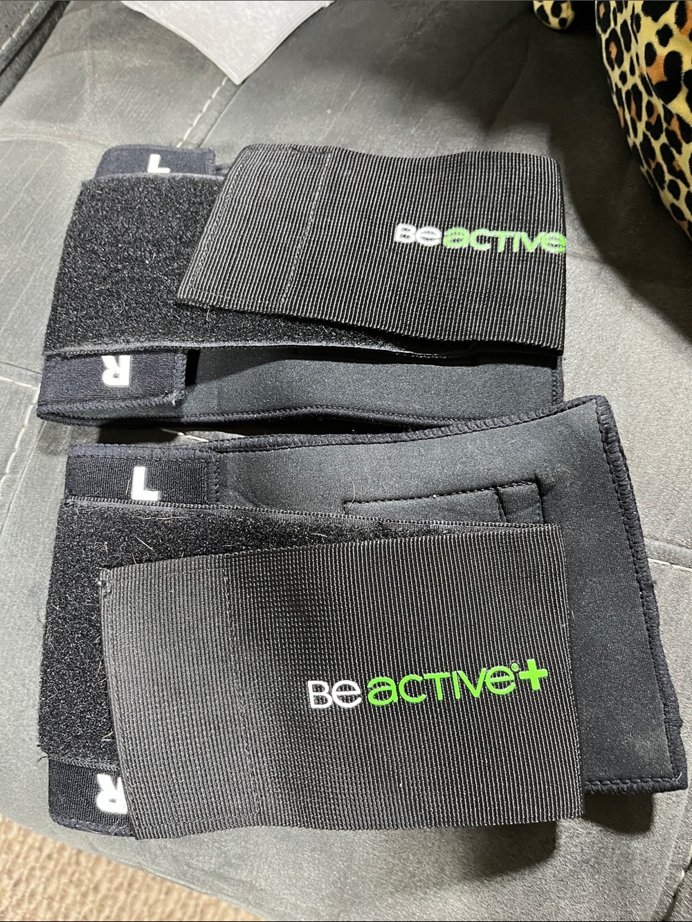 BeActive Black calf Brace Support Straps with Green Logo bundle of 2